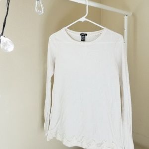 Cream Speckled Crochet Shirt | Rue 21